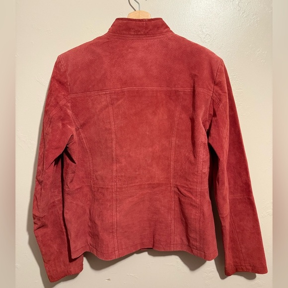 Relativity Vtg Women's Red Rust Suede Bomber Jacket Y2K Genuine Leather Large - Picture 8 of 13